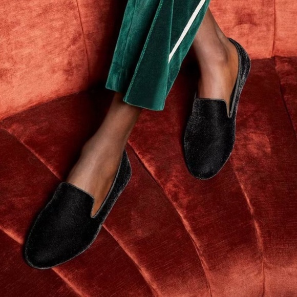 Birdies Shoes - BIRDIES NWOB The Starling Black Velvet Slip On Flats Loafer Women's Size 11